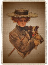 Картина на мешковине арт.504  "Дама с собачкой"