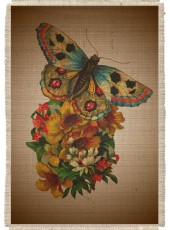 Картина на мешковине арт.510  "Бабочка в цветах"