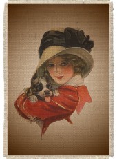 Картина на мешковине арт.512  "Дама с щенком"